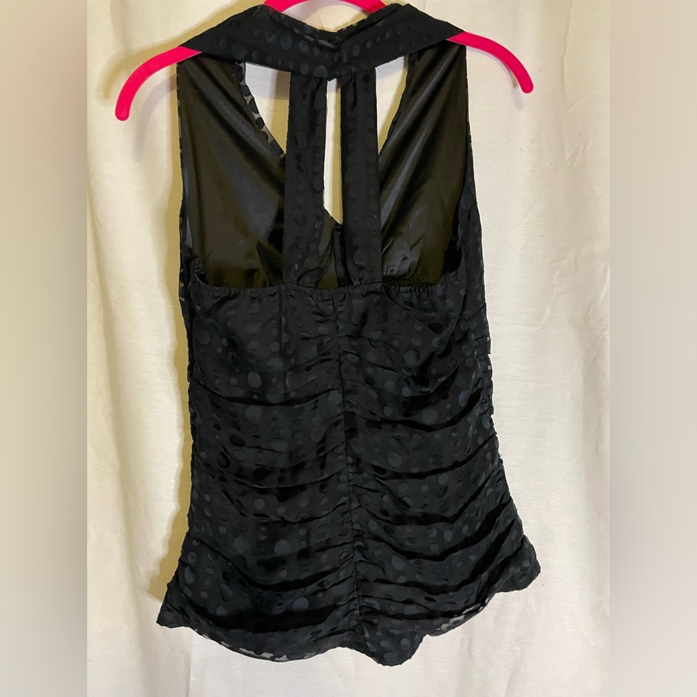 NWT Express Design Studio Black Halter Tank Top with black dots pattern Size 6 - Picture 6 of 11